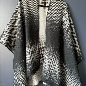 Black and Grey Women's Wrap Sweater Shawl